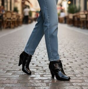 Vince Camuto Patent Leather Ankle Boots Women's Booties Heeled Boots